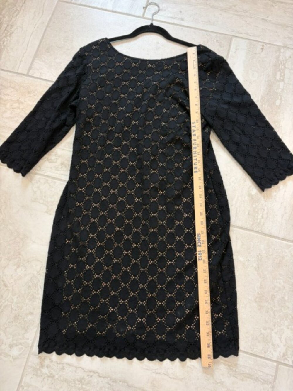 Ronnie Nicole Black Lace Nude Lining Dress Size 12 Scalloped Hem LBD Classic - Picture 11 of 11